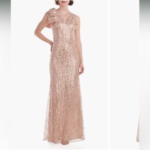 NWOT JS Collections drama bow sequin gown